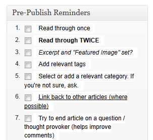 Pre-Publish Reminders
